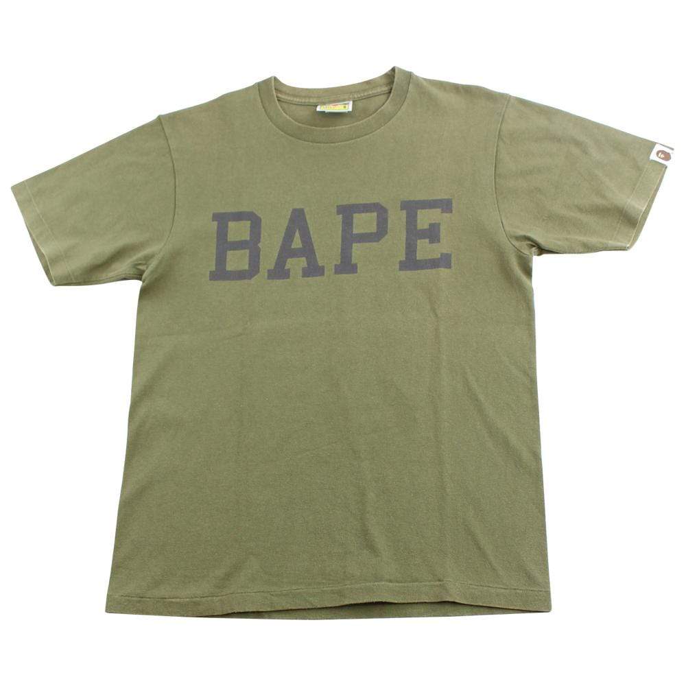 Bape Text Logo Tee Olive - SaruGeneral