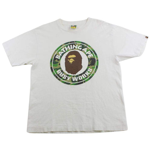 T-shirt Bape ABC Green Camo Busy Works avec logo blanc