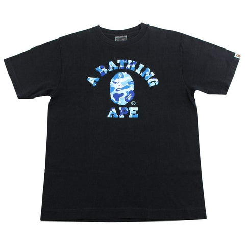 T-shirt universitaire Bape Angry ABC bleu camouflage