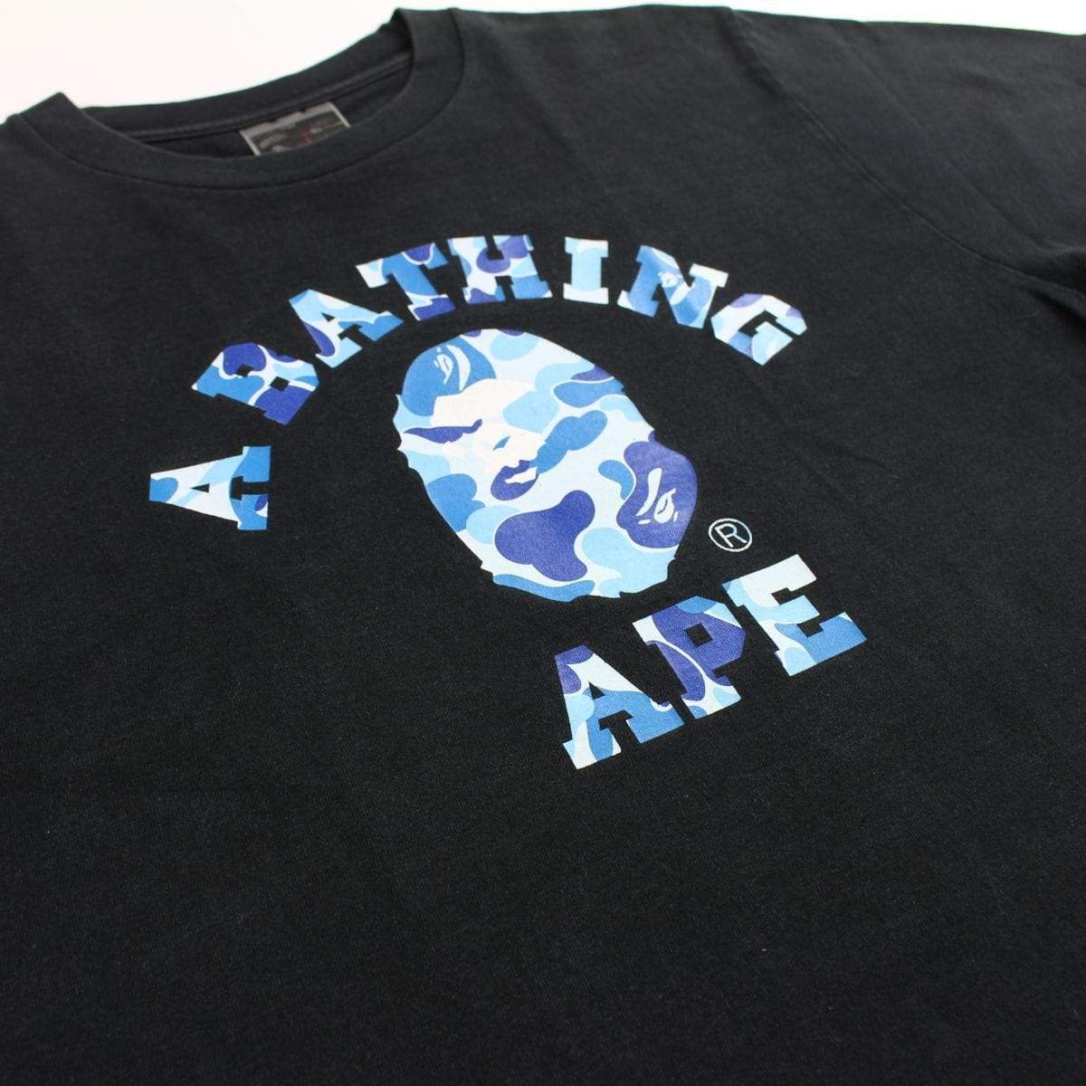 bape angry abc blue camo college tee - SaruGeneral