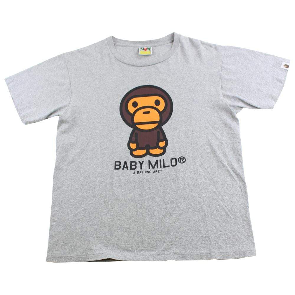 Bape baby milo figure logo tee grey - SaruGeneral