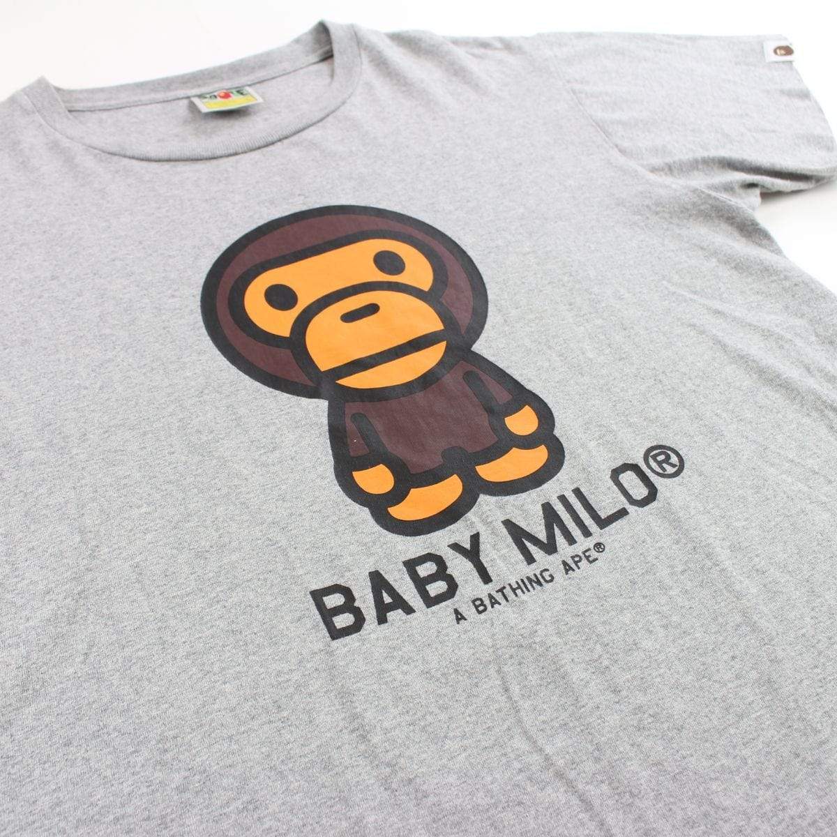 Bape baby milo figure logo tee grey - SaruGeneral