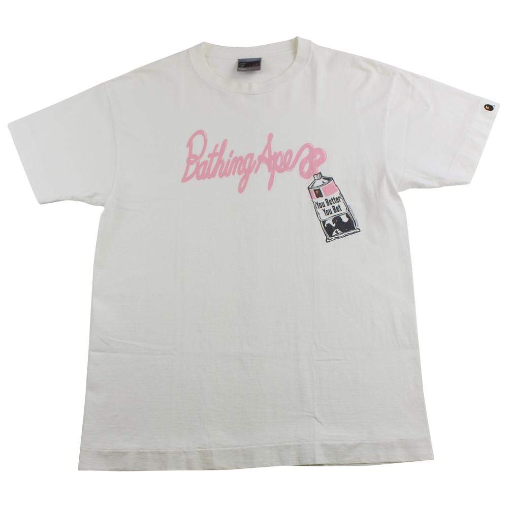 bape pink paint tee white - SaruGeneral