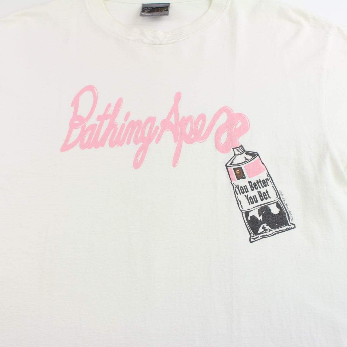 bape pink paint tee white - SaruGeneral