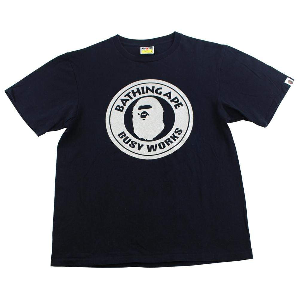 Bape silver Glitter Busy Works Logo Tee Black - SaruGeneral