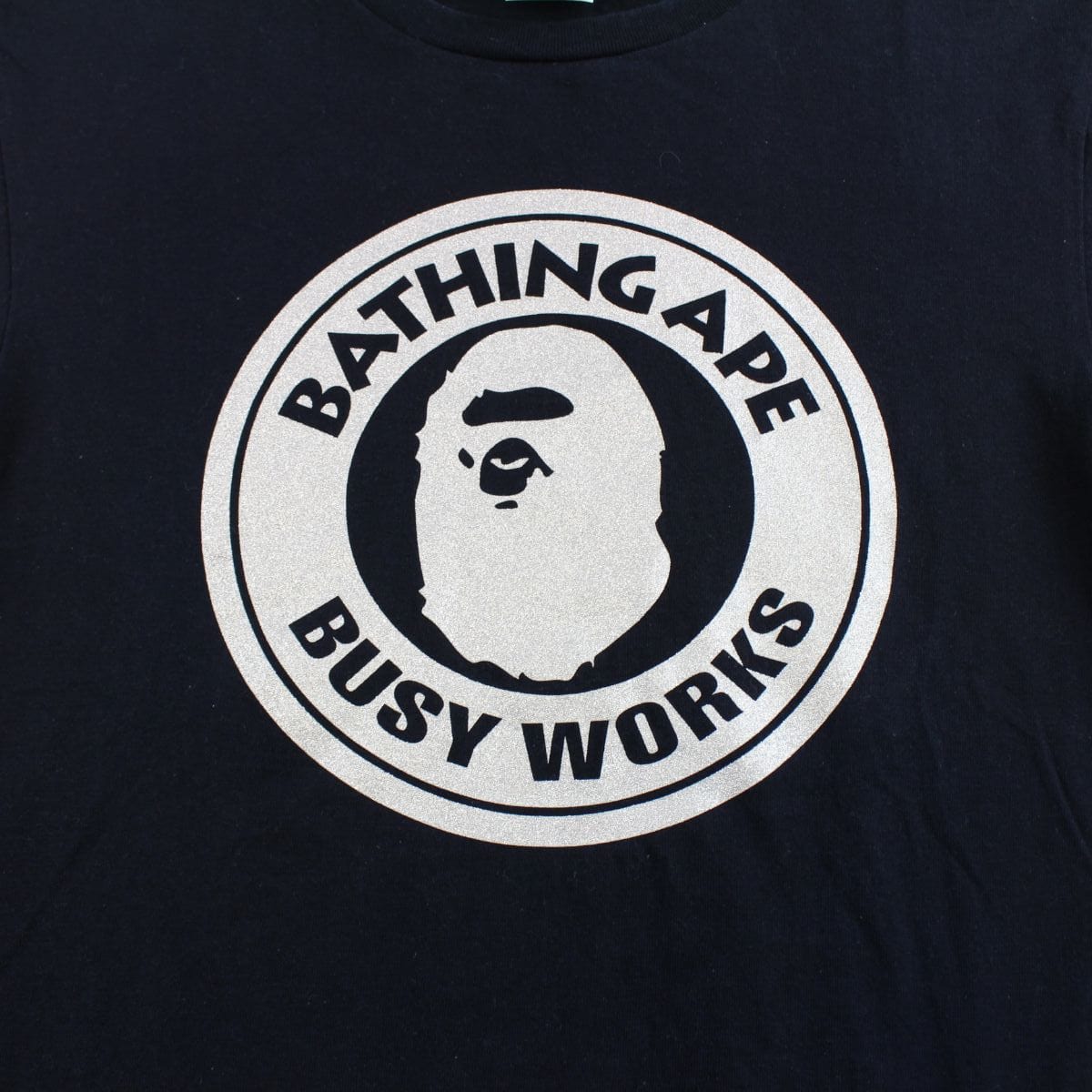 Bape silver Glitter Busy Works Logo Tee Black - SaruGeneral