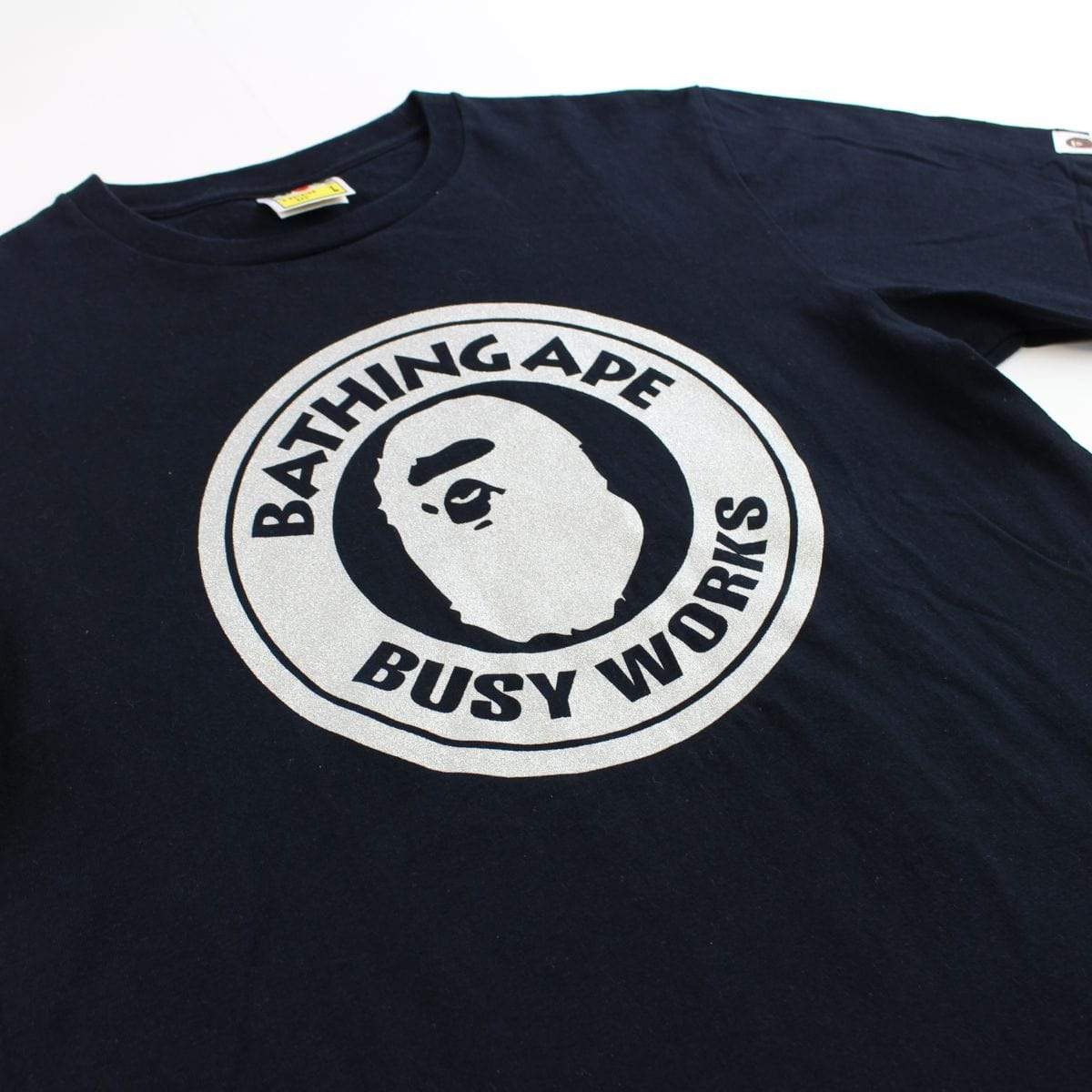 Bape silver Glitter Busy Works Logo Tee Black - SaruGeneral