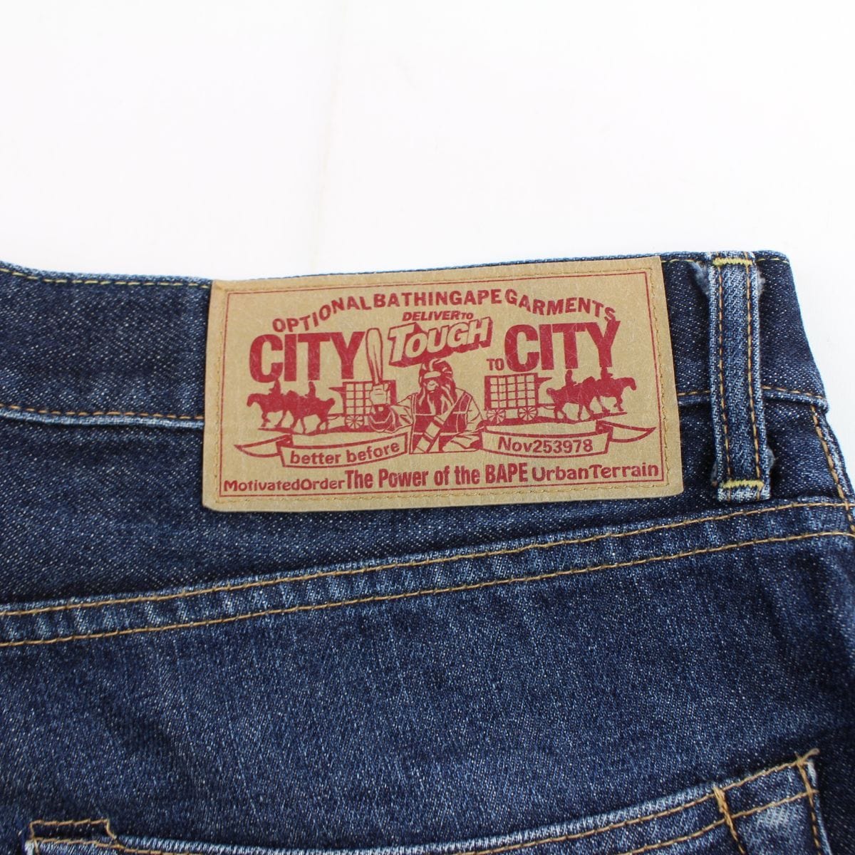 Bape Text Denim Jeans Dark Blue - SaruGeneral