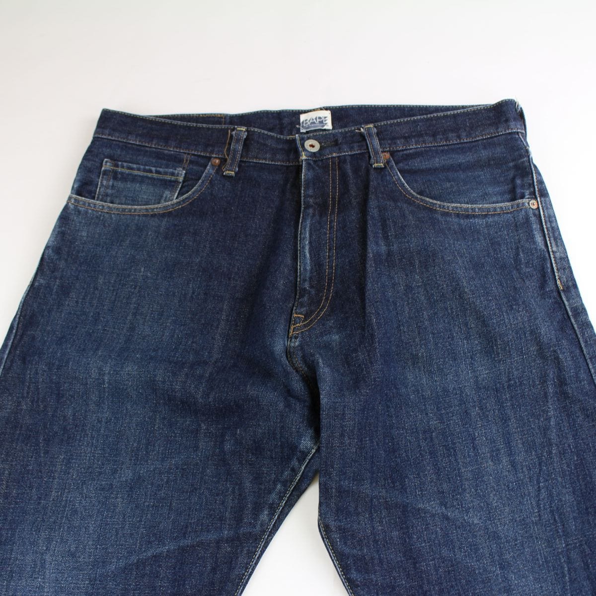 Bape Text Denim Jeans Dark Blue - SaruGeneral