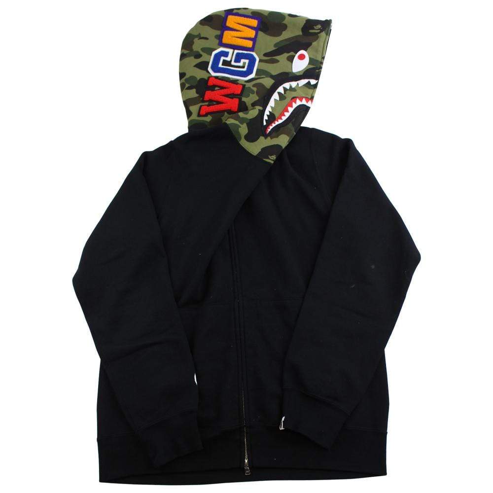 Bape black 1st green camo shark hoodie - SaruGeneral