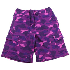 bape purple camo cargo sweatshorts