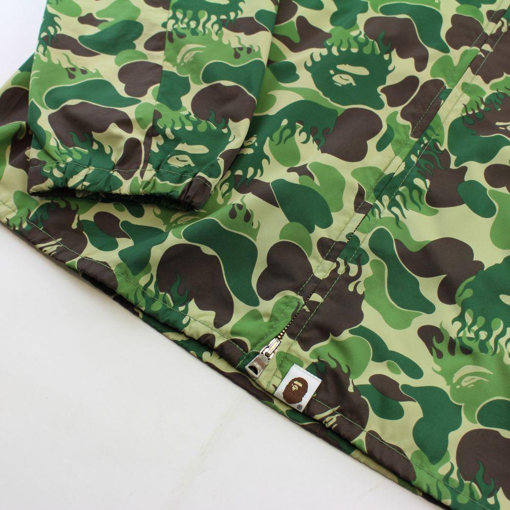 Bape Flame Green Camo Zip Up Jacket - SaruGeneral