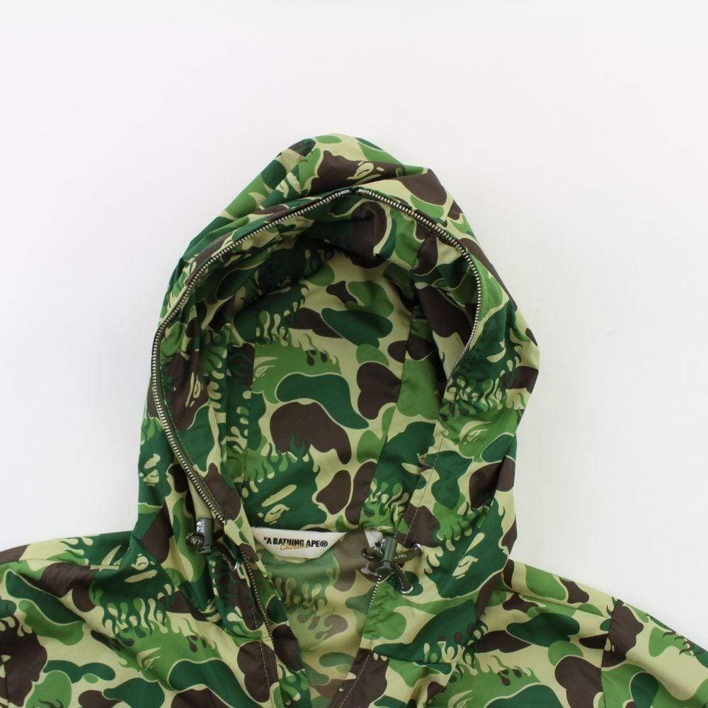 Bape Flame Green Camo Zip Up Jacket - SaruGeneral