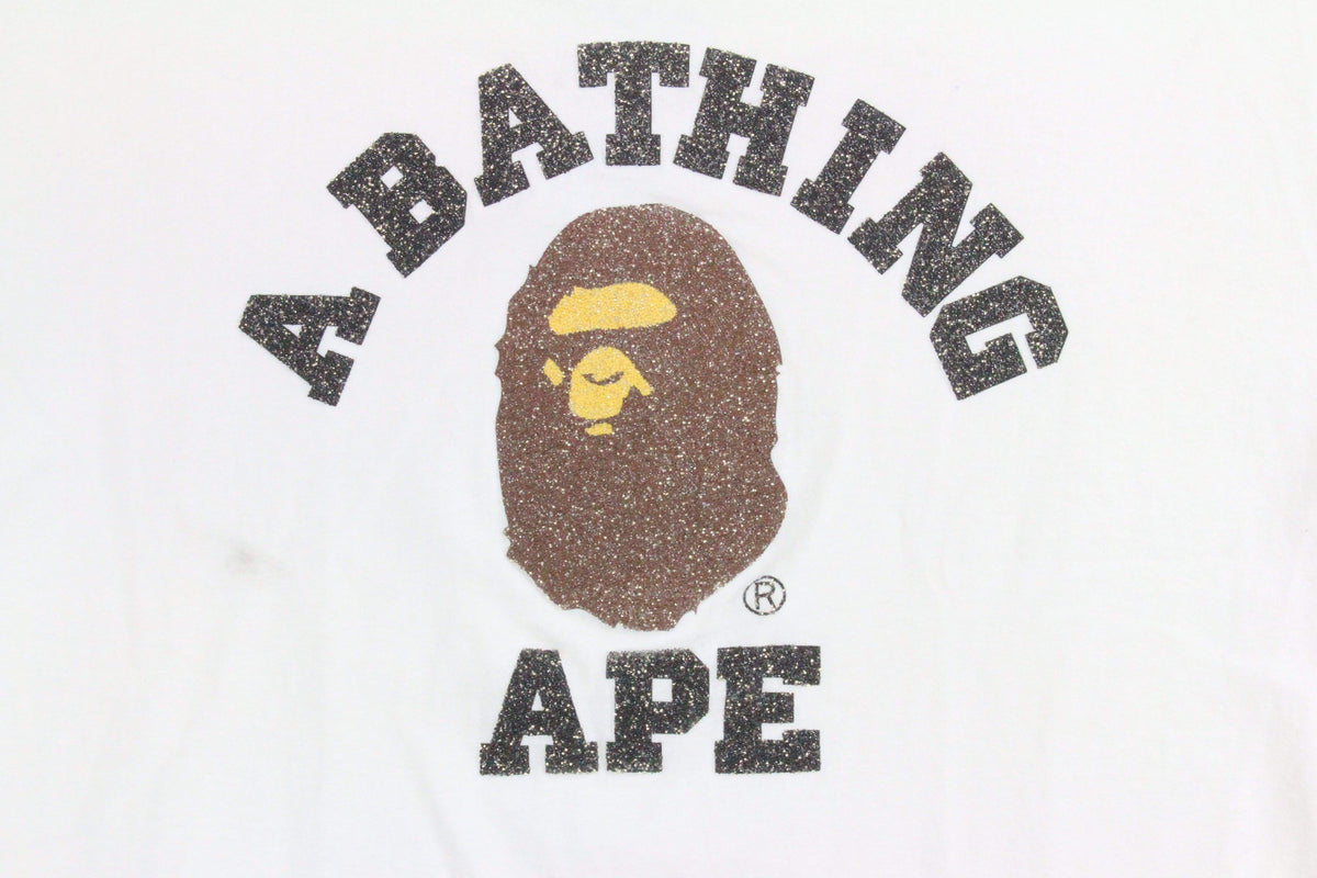 Bape Original glitter College Logo Tee White - SaruGeneral