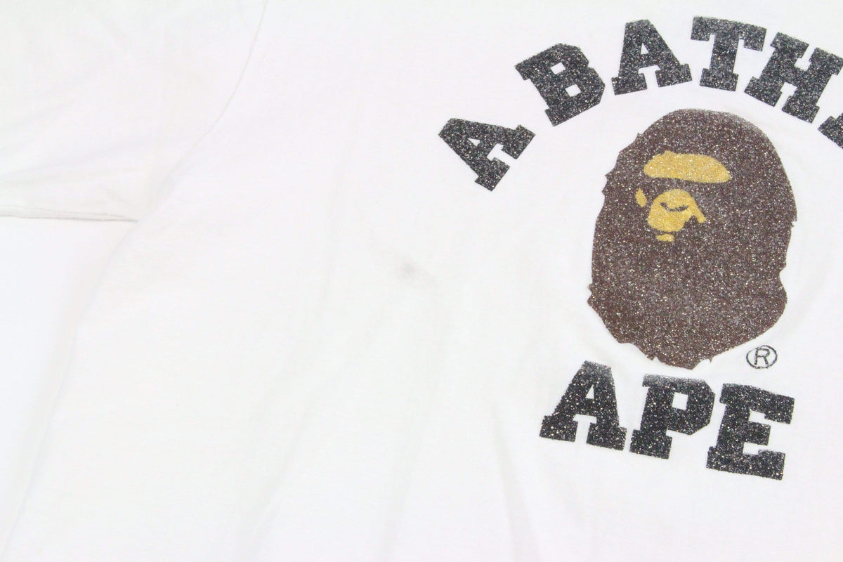 Bape Original glitter College Logo Tee White - SaruGeneral
