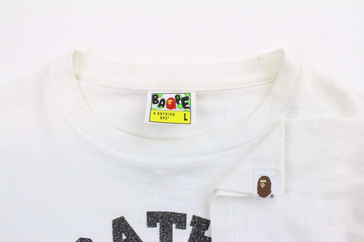 Bape Original glitter College Logo Tee White - SaruGeneral