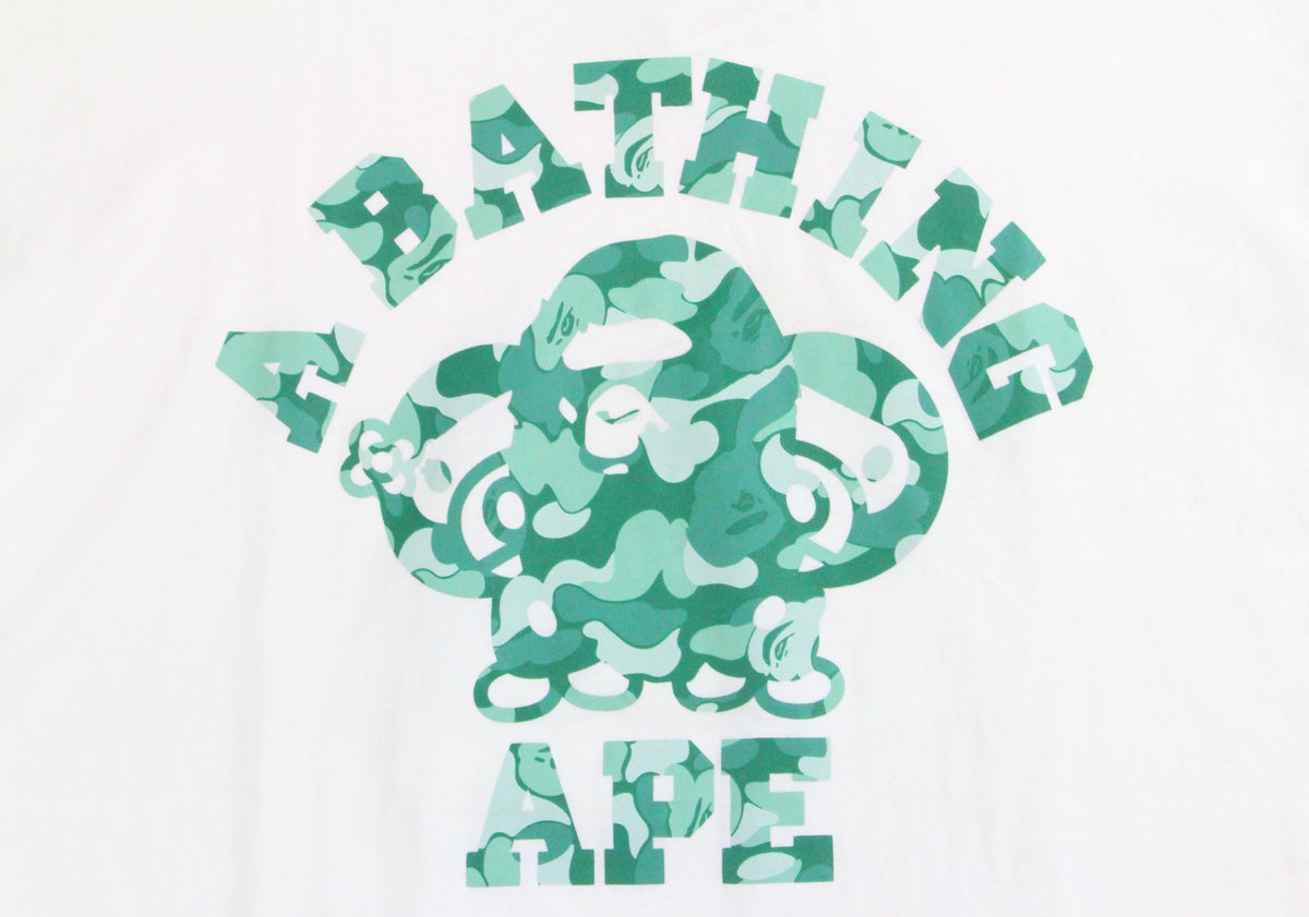 Bape All Green Camo Baby Milo Lisa College Logo Tee White - SaruGeneral