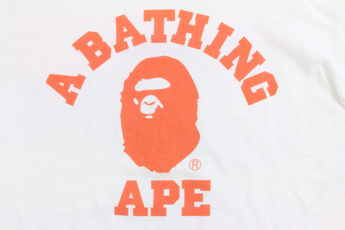 Bape Red College Logo LS White - SaruGeneral