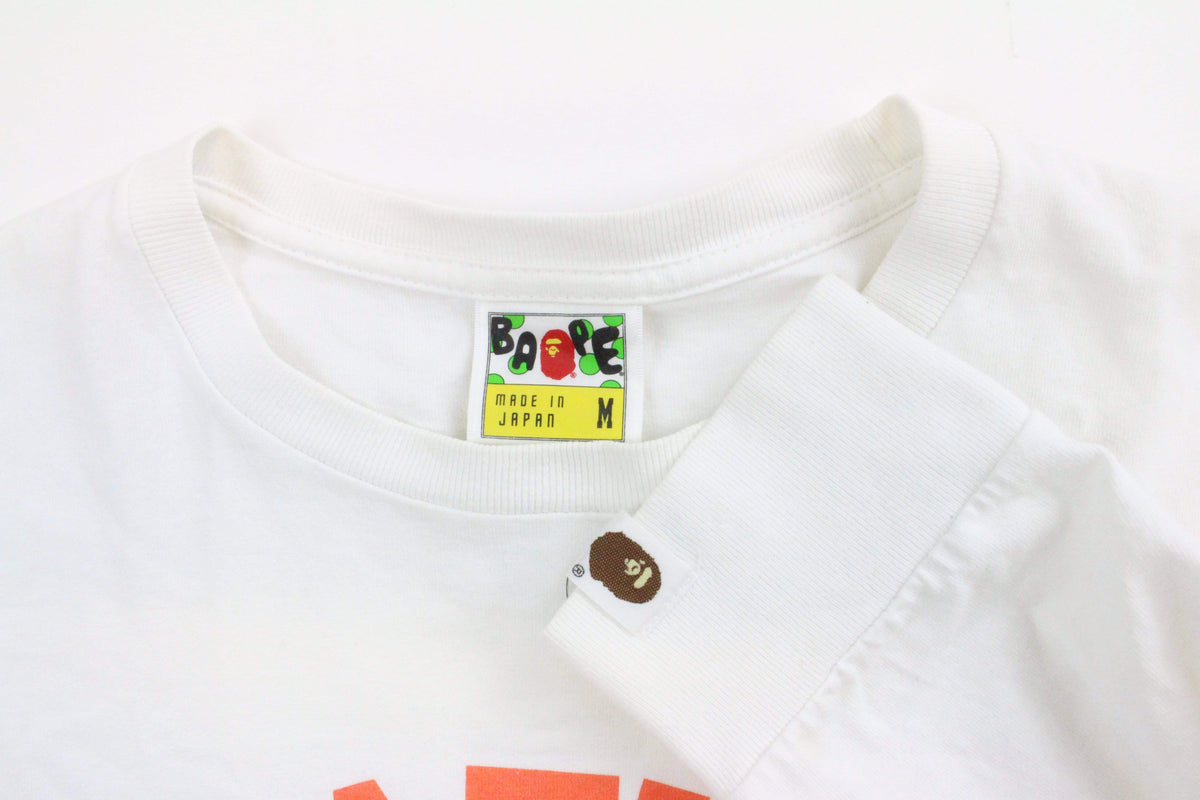 Bape Red College Logo LS White - SaruGeneral