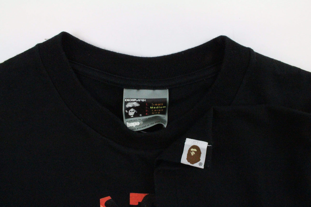 Bape Orange Camo College Logo Tee Black - SaruGeneral