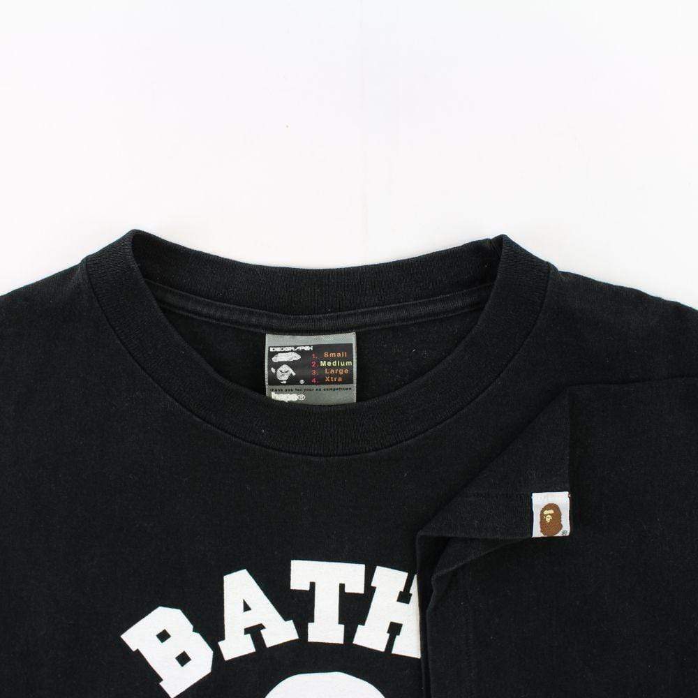 Bape White Red Bapesta College Logo Tee Black - SaruGeneral