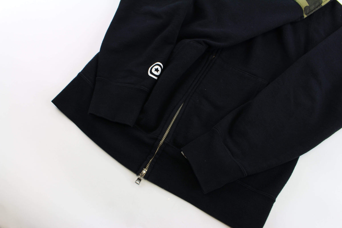 Bape 1st Green Camo Shark Hoodie Black - SaruGeneral