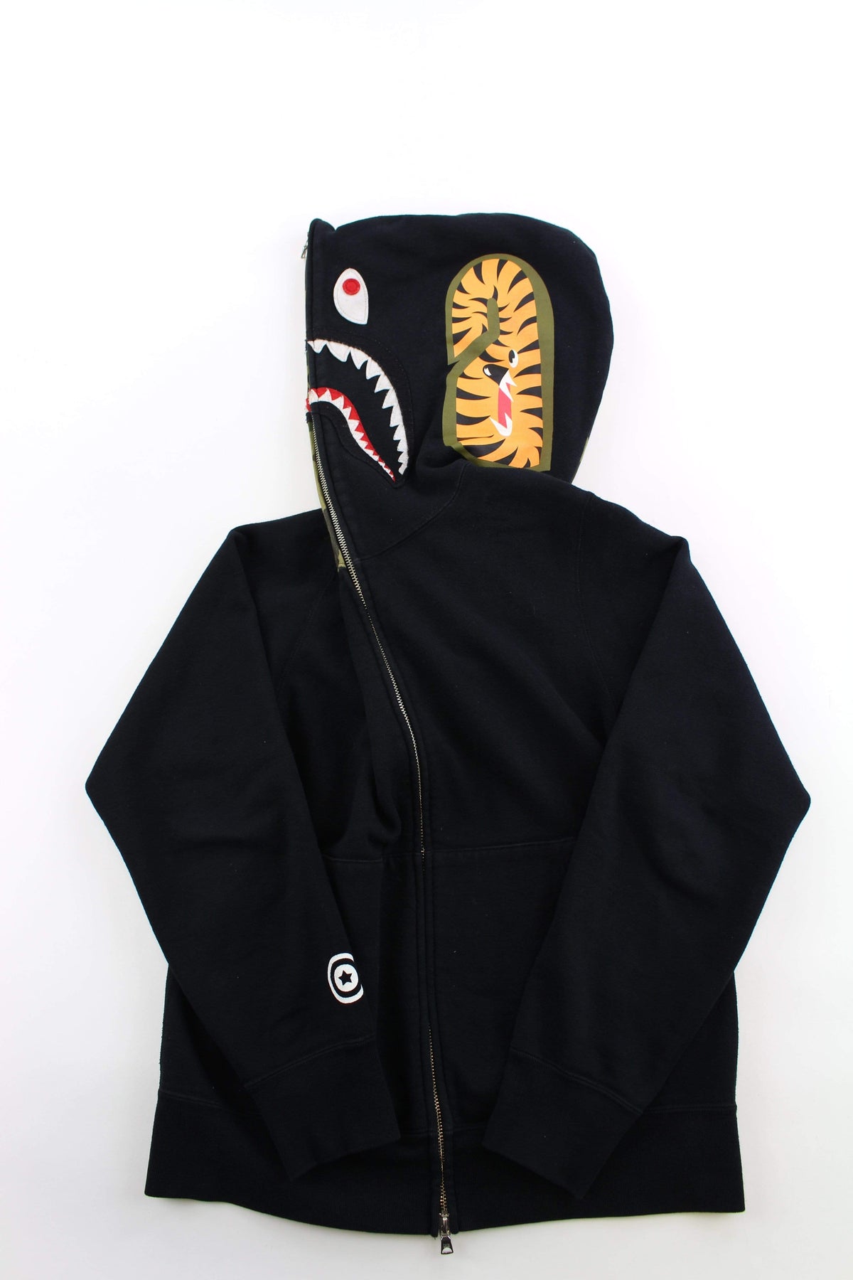 Bape 1st Green Camo Shark Hoodie Black - SaruGeneral