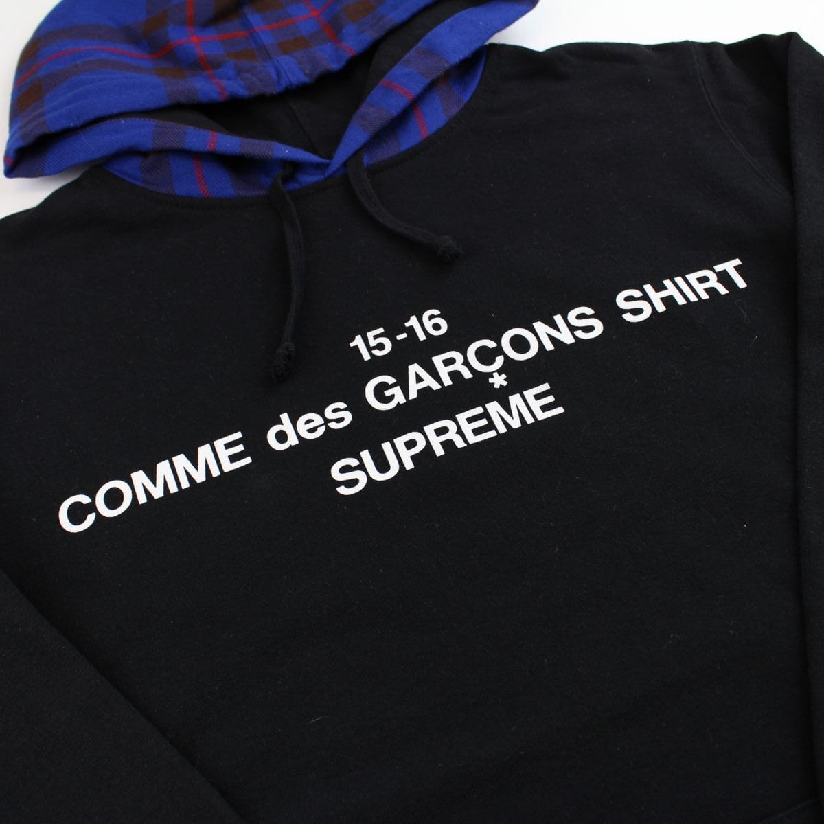 Supreme x CDG Tartan Hoodie Black 2015 - SARUUK