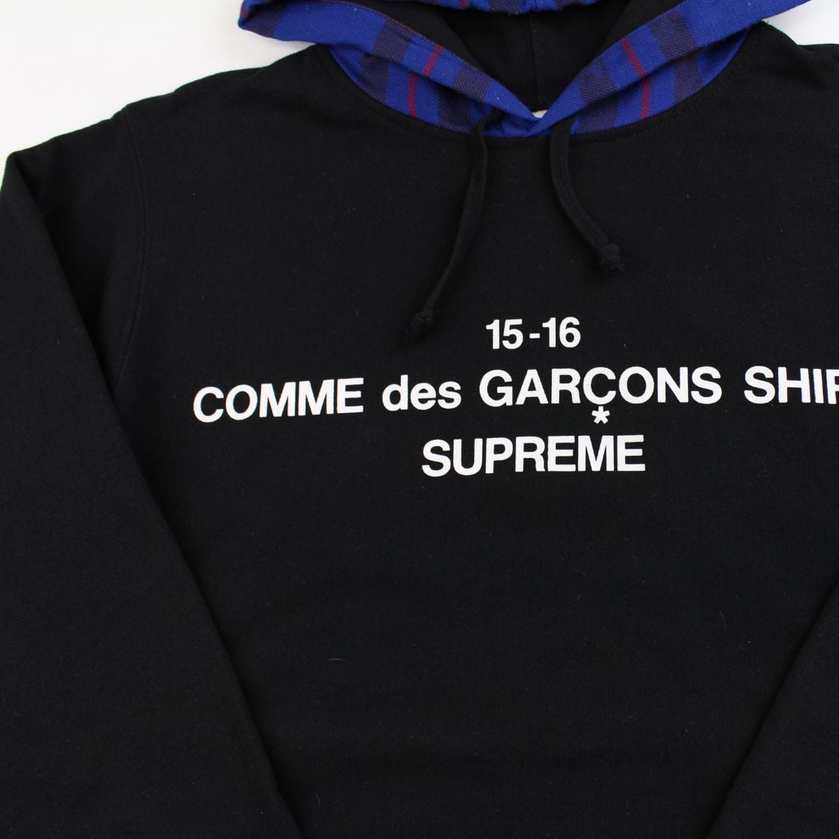 Supreme x CDG Tartan Hoodie Black 2015 - SARUUK