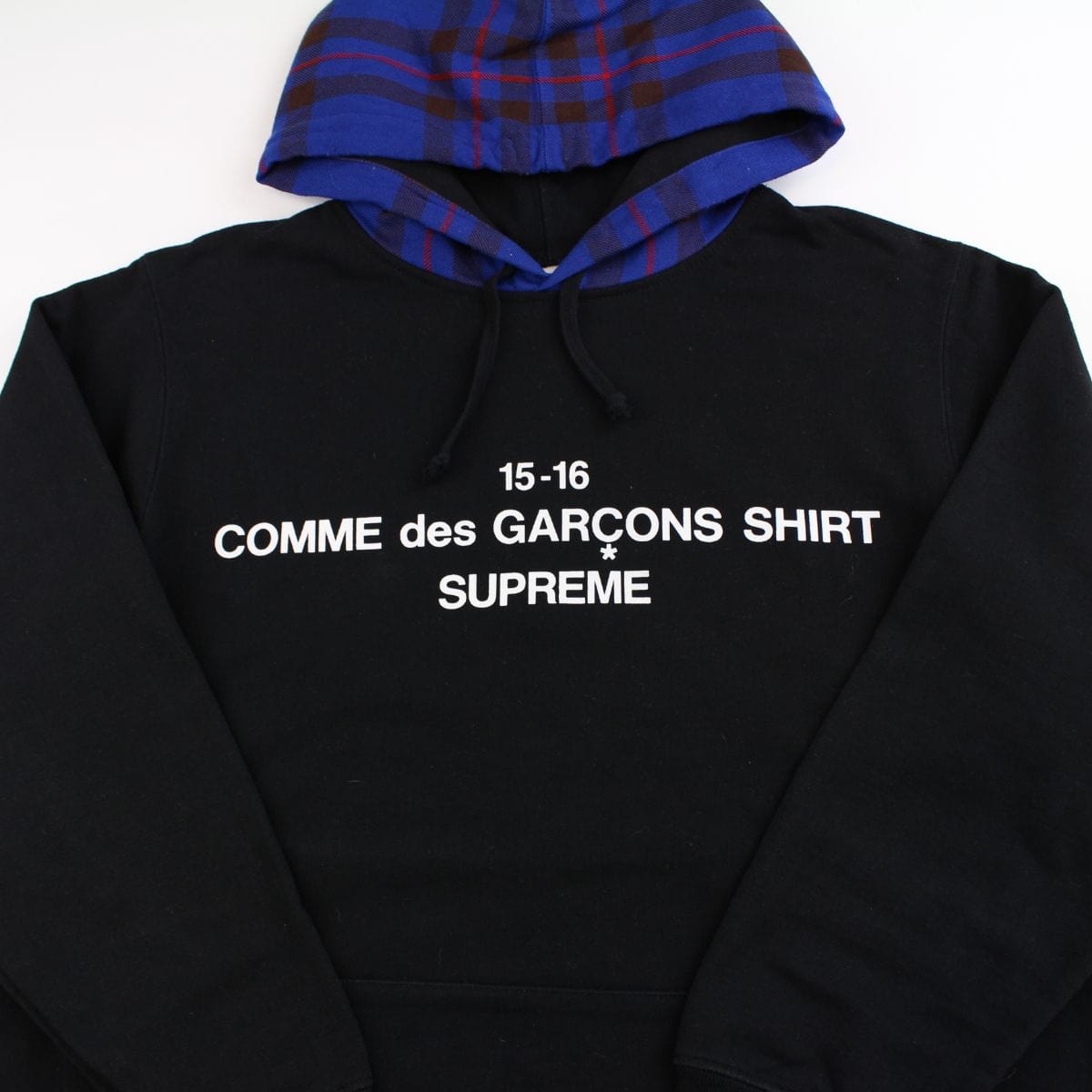 Supreme x CDG Tartan Hoodie Black 2015 - SARUUK