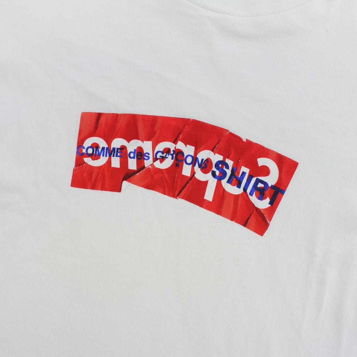 Supreme CDG Crinkle Box Logo Tee White - SaruGeneral