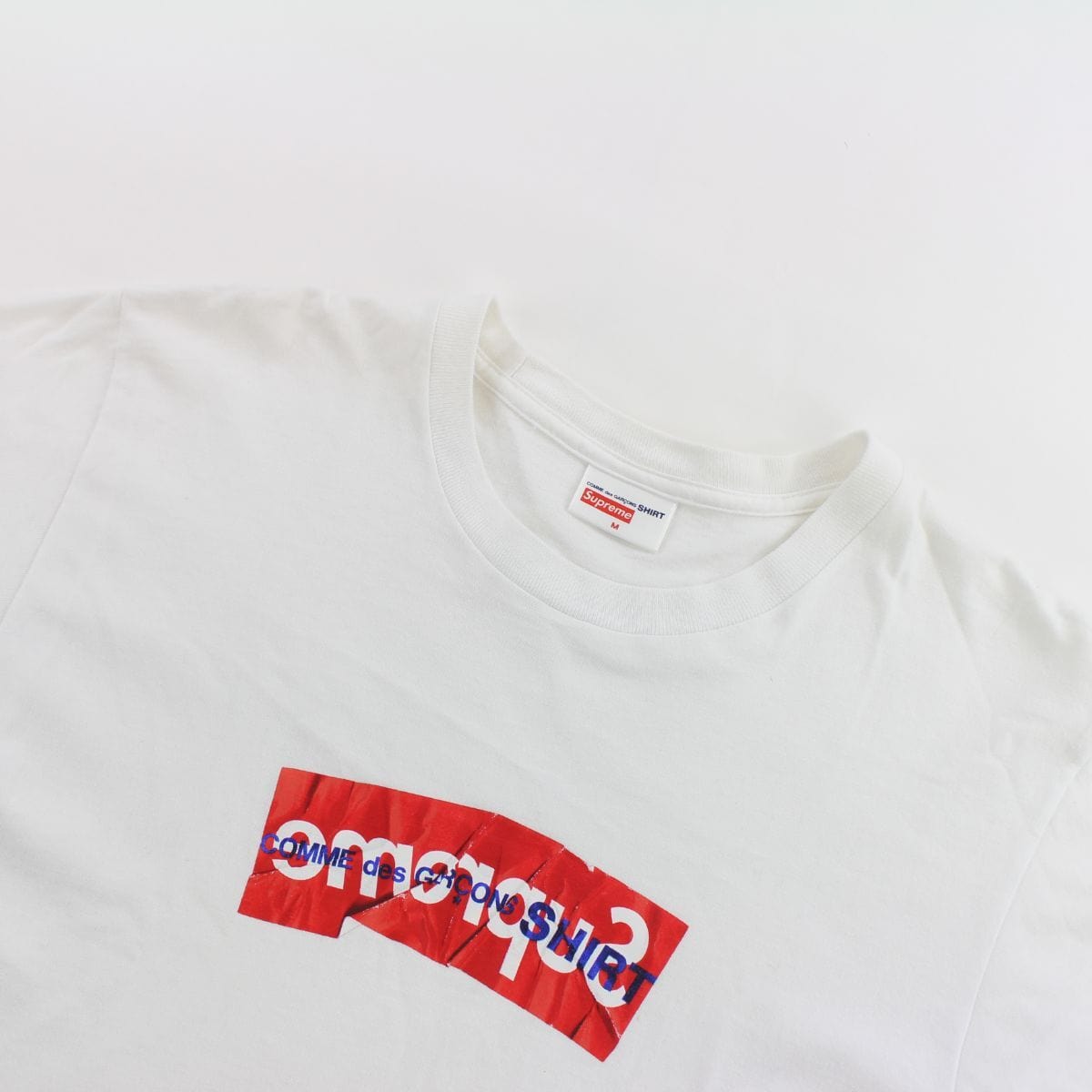 Supreme CDG Crinkle Box Logo Tee White - SaruGeneral