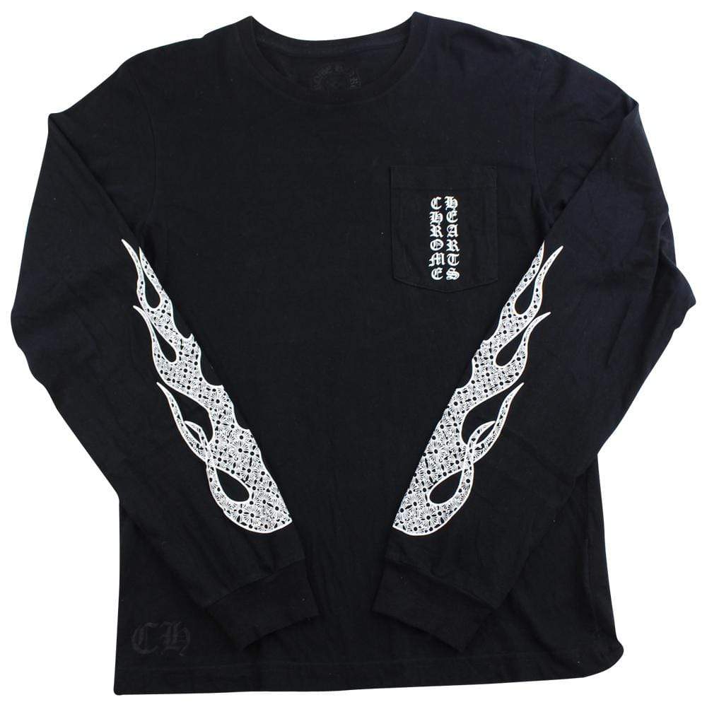chrome hearts flame sleeves ls black - SaruGeneral