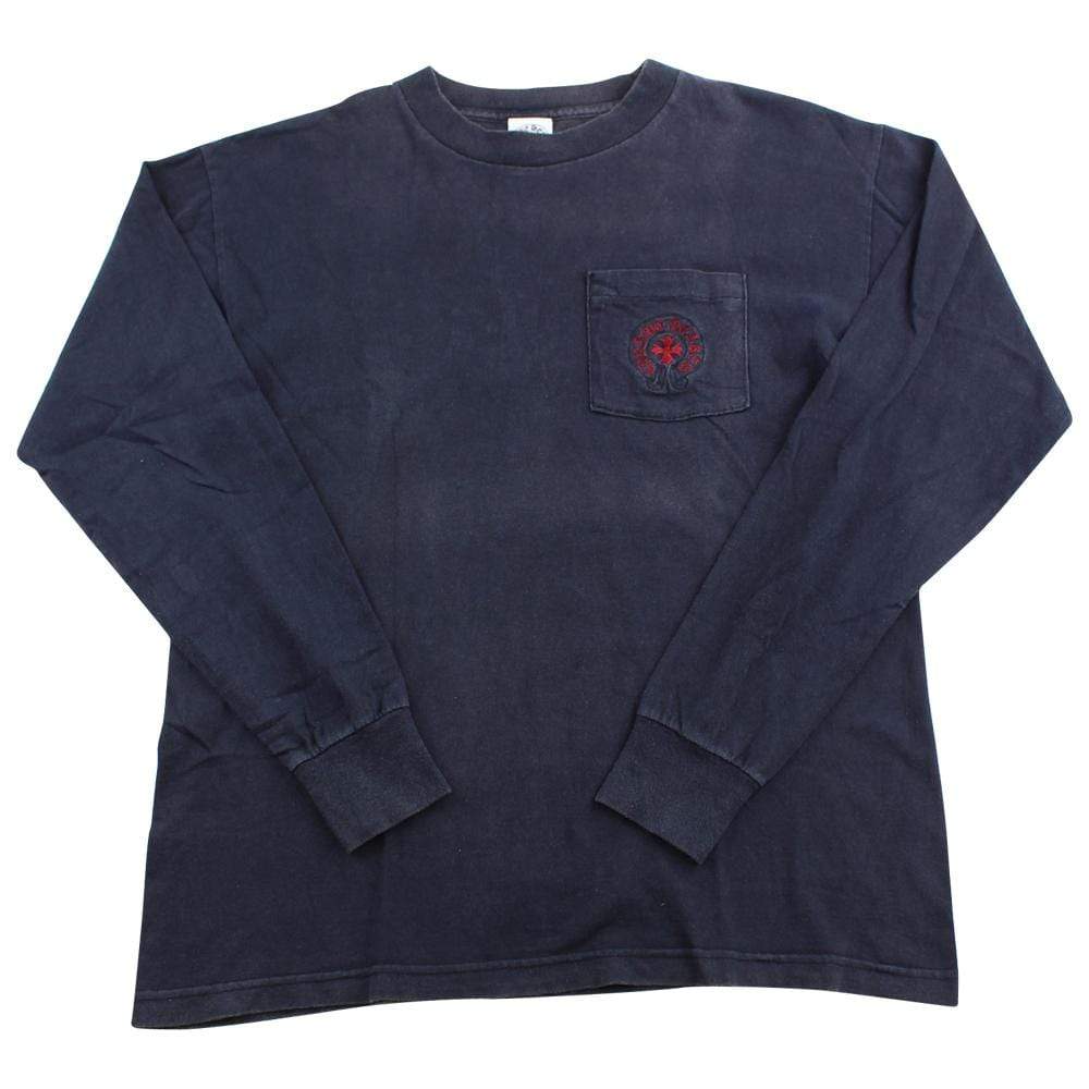 chrome hearts stitched red pocket logo ls black - SaruGeneral