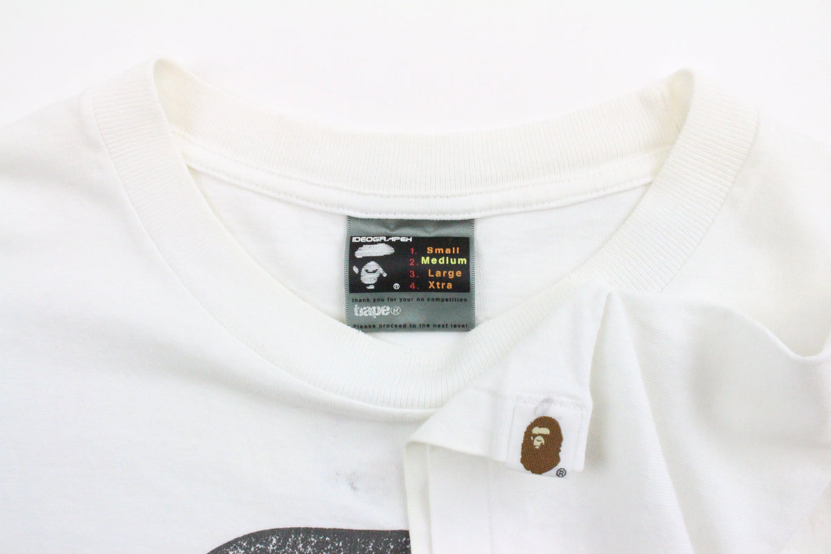Bape Distressed Big Ape Angry Face Logo Tee White - SaruGeneral