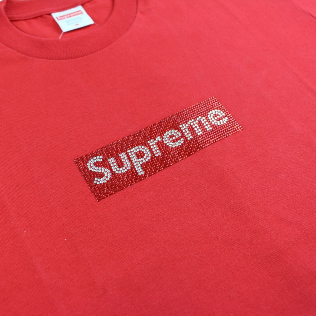 Supreme Swarovski Box Logo Tee Red - SARUUK