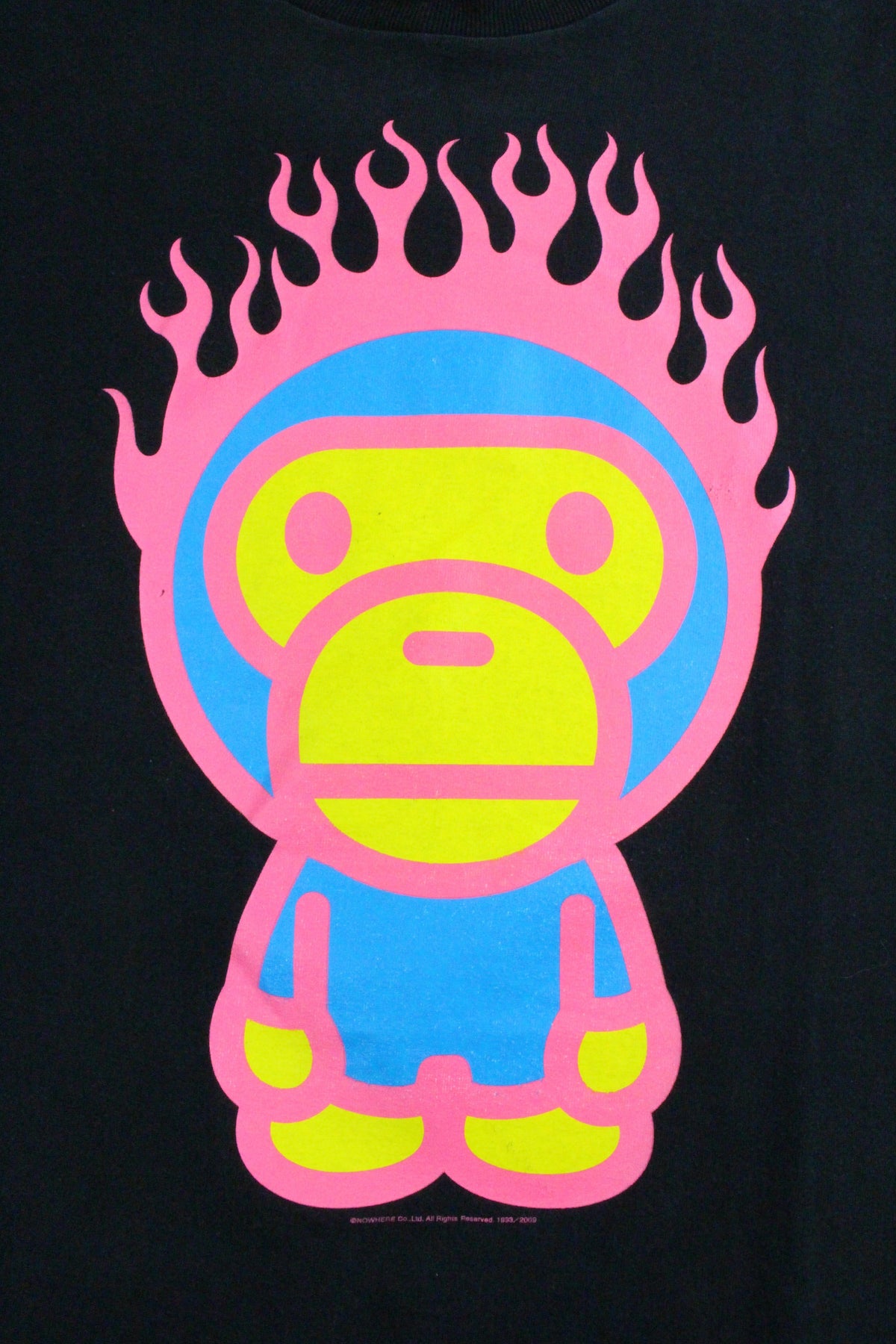 Bape Baby Milo Pink Flaming Head Tee Black - SaruGeneral