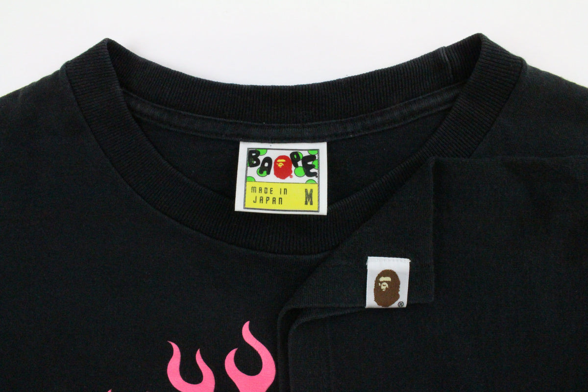 Bape Baby Milo Pink Flaming Head Tee Black - SaruGeneral