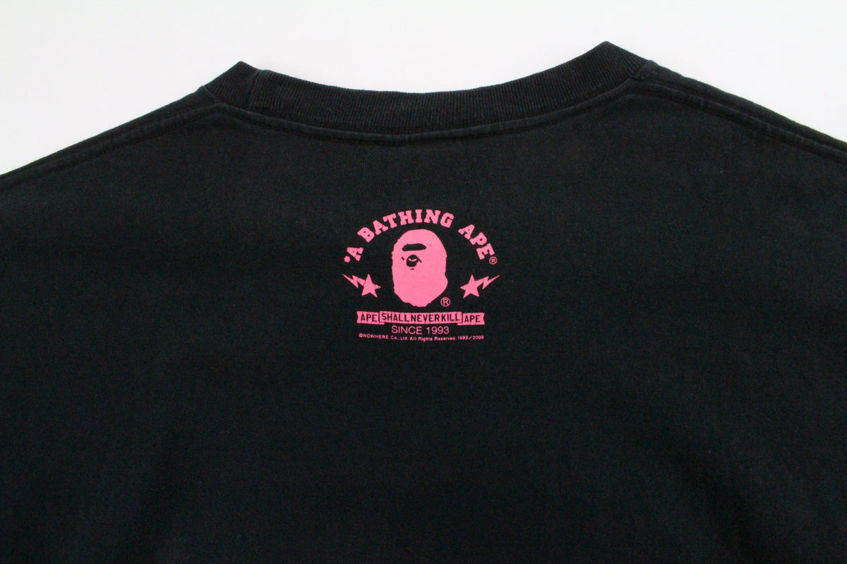 Bape Baby Milo Pink Flaming Head Tee Black - SaruGeneral