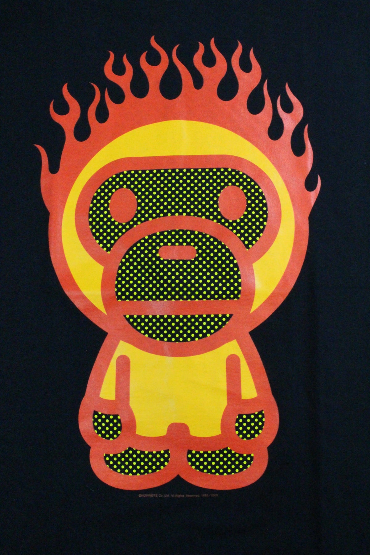 Bape Baby Milo Orange Flaming Head Tee Black - SaruGeneral