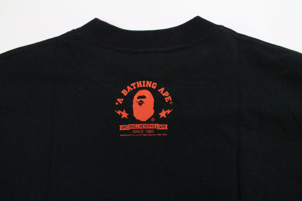 Bape Baby Milo Orange Flaming Head Tee Black - SaruGeneral