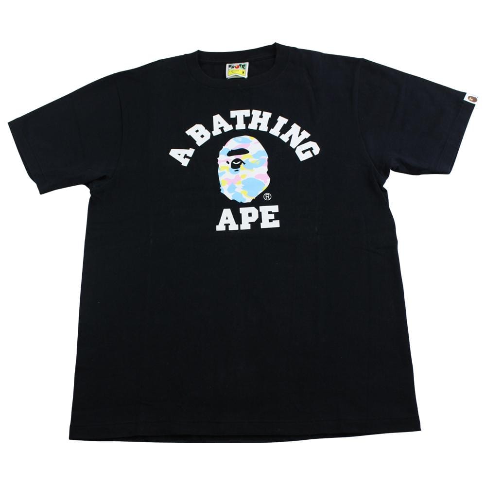 Bape Candy Camo College Logo Tee Black - SARUUK