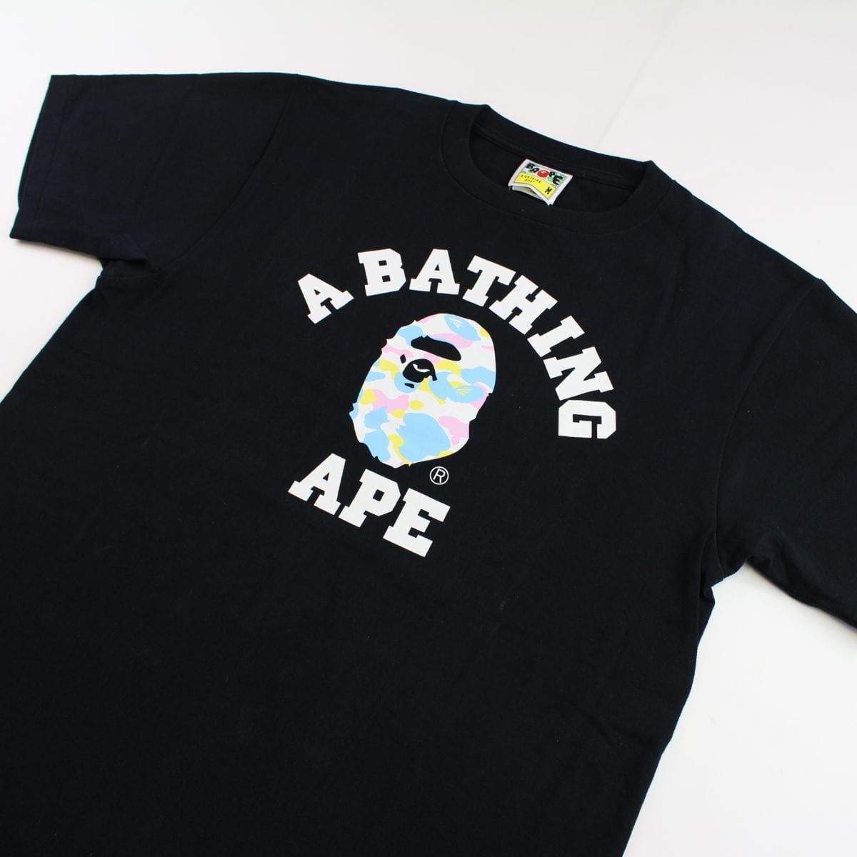 Bape Candy Camo College Logo Tee Black - SARUUK