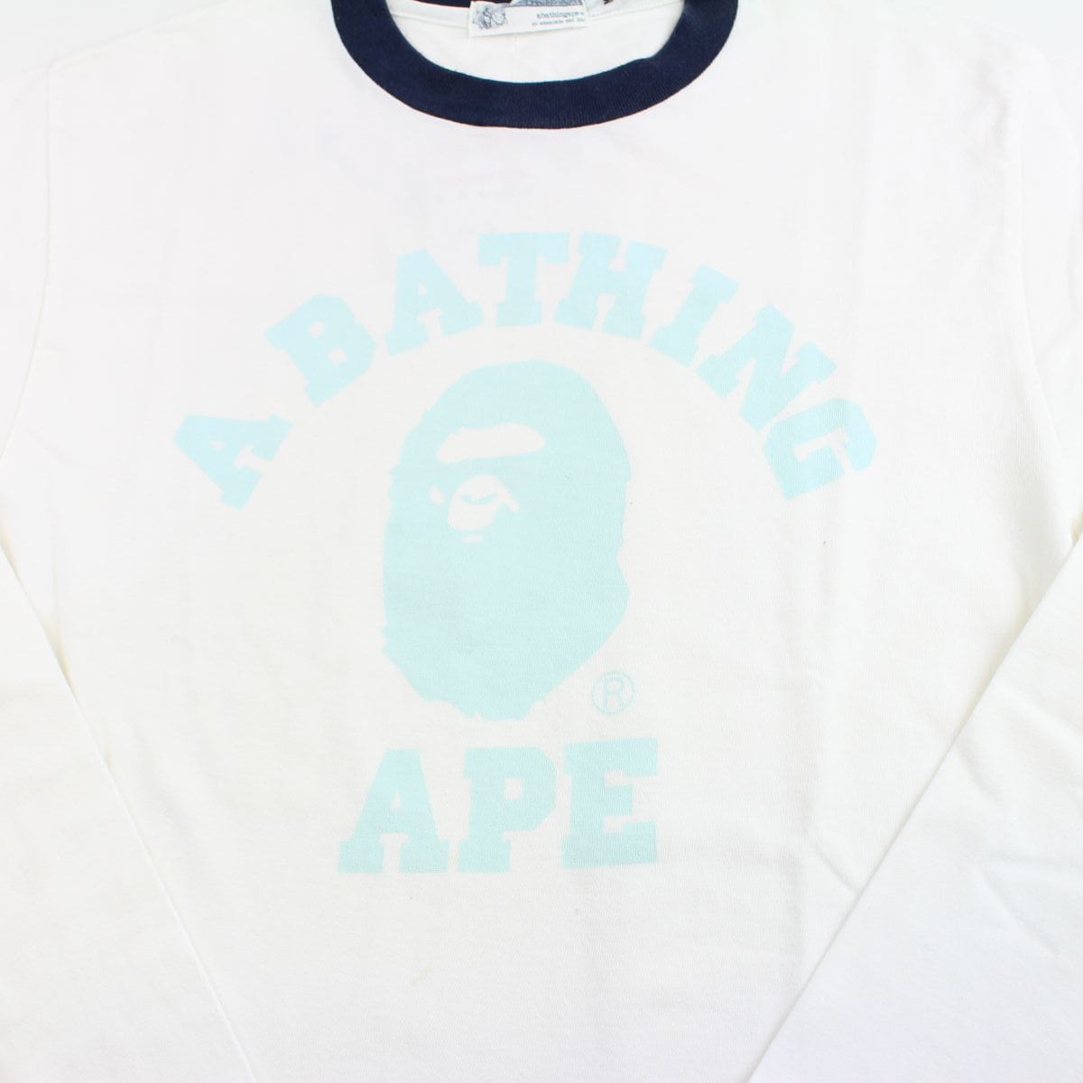 Bape Baby Blue College Logo LS White - SARUUK