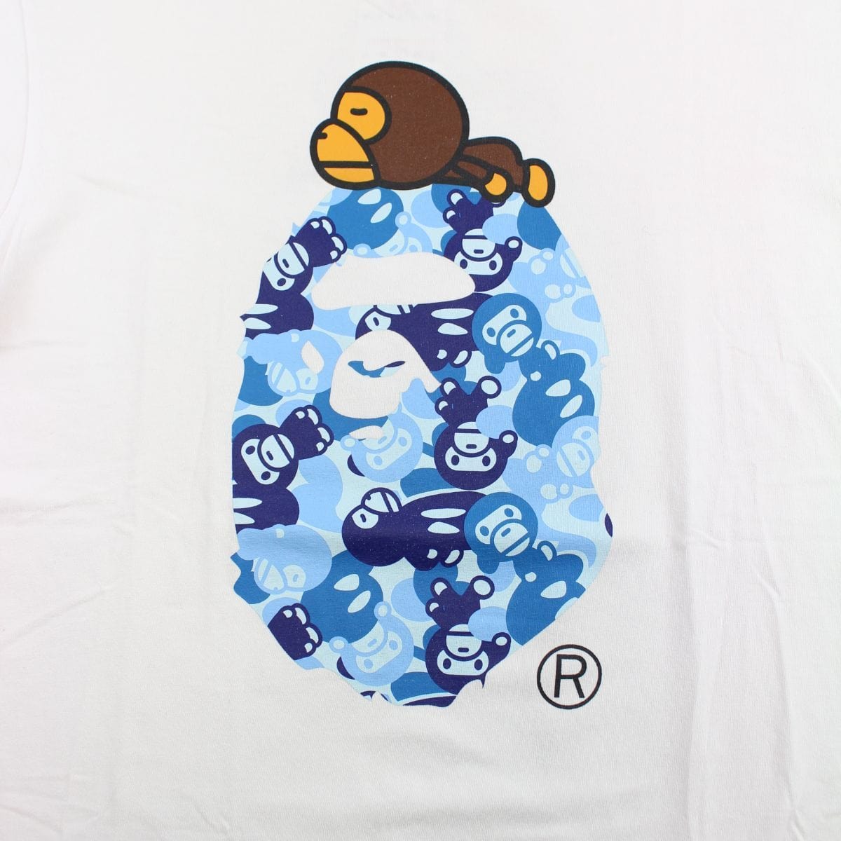 Bape Blue Baby Milo Camo sleeping Tee White - SARUUK