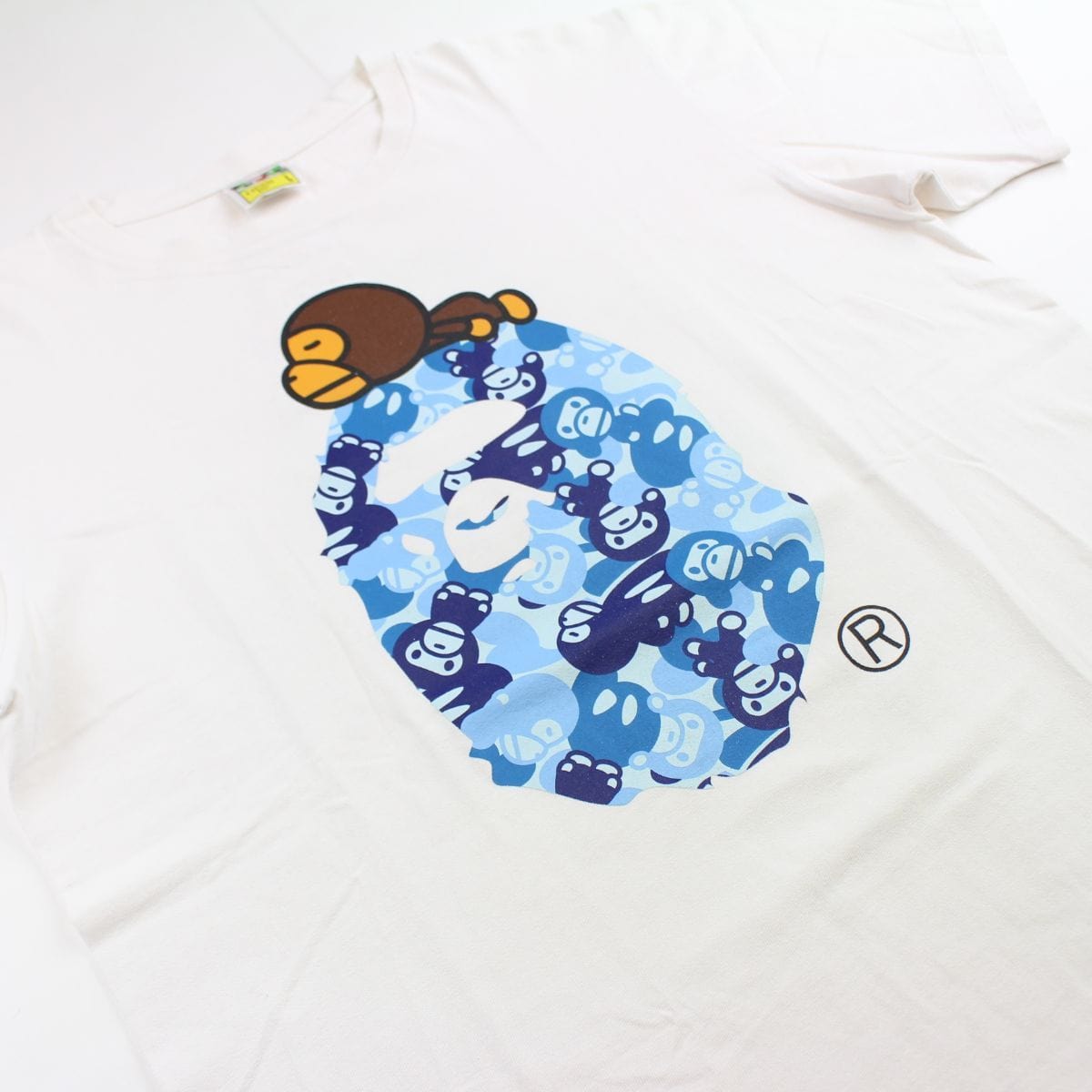 Bape Blue Baby Milo Camo sleeping Tee White - SARUUK