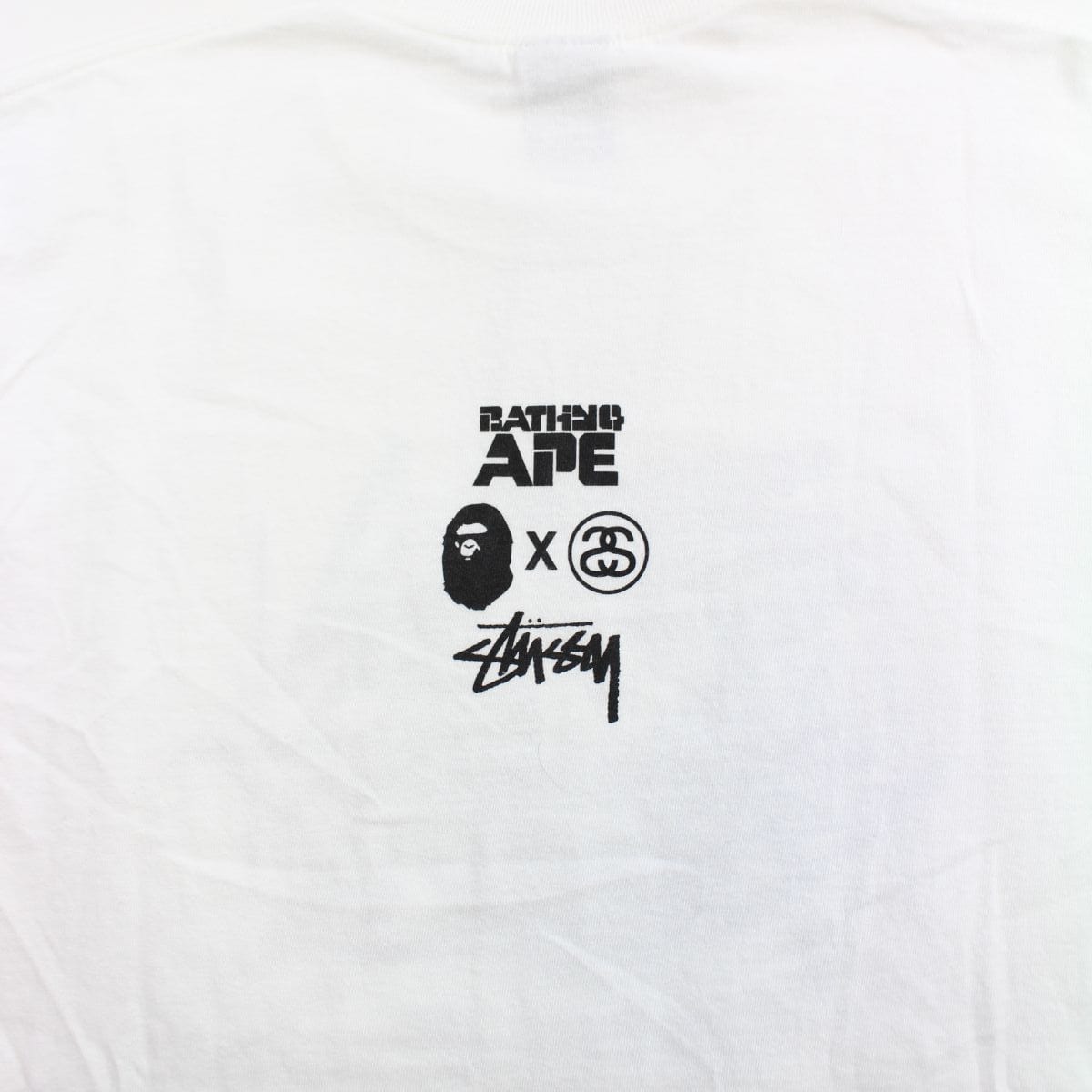 Bape x Stussy Grey Camo Survival of the Fittest Tee White - SARUUK