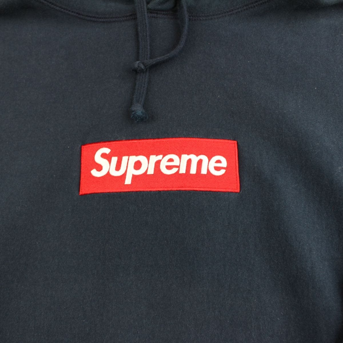Supreme Red on Navy Box Logo Hoodie - SARUUK