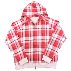 bape red plaid full zip