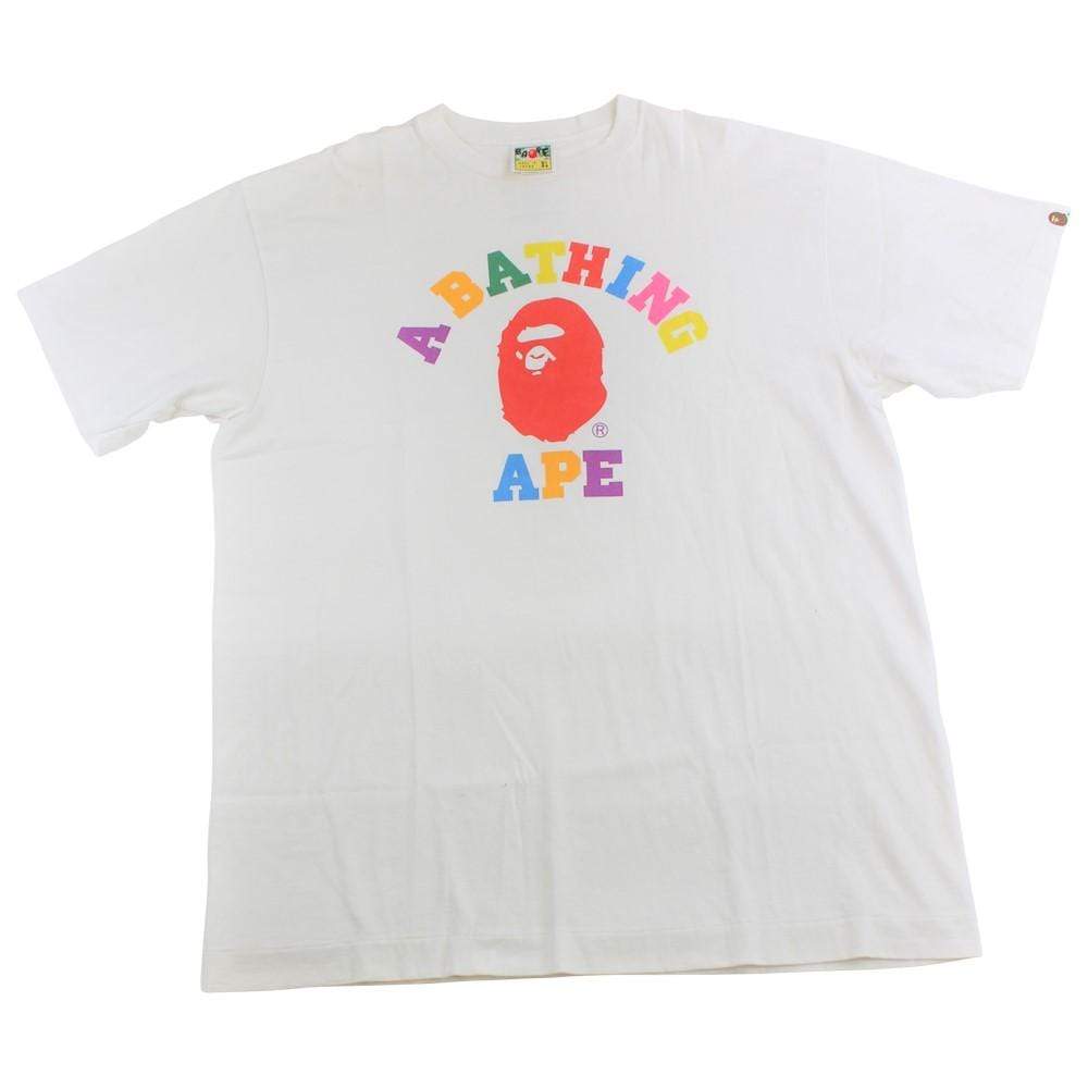 bape primary college logo tee white - SaruGeneral